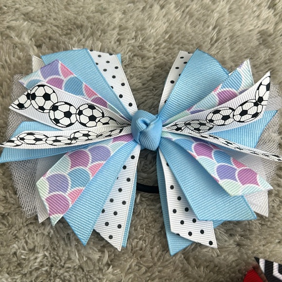 Set of 2 Soccer-Themed Hair Bows & Matching Headbands - Picture 3 of 4